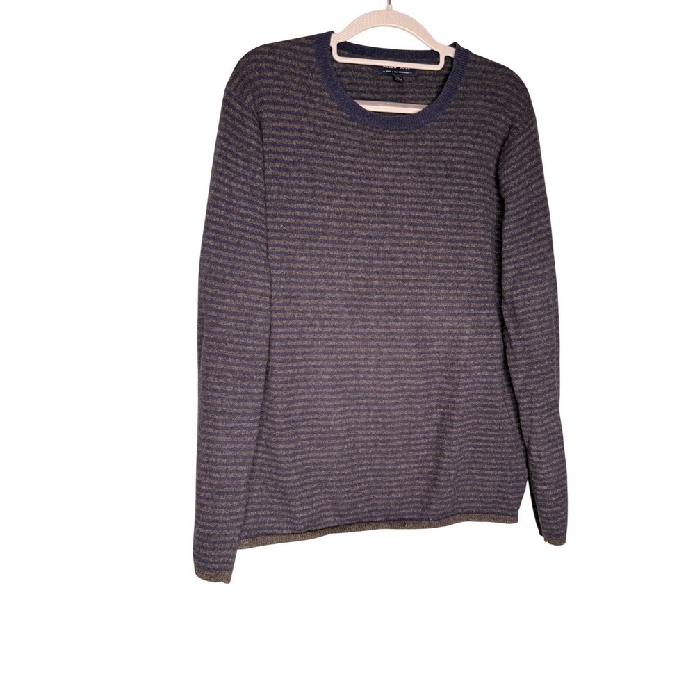 Allen Solly 100% 2 Ply Cashmere grey and navy blue‎ striped soft cozy